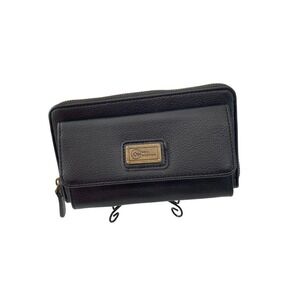 White Mountain Wallet Womens OS Black Excellent Zip Around Pebbled Faux Leather